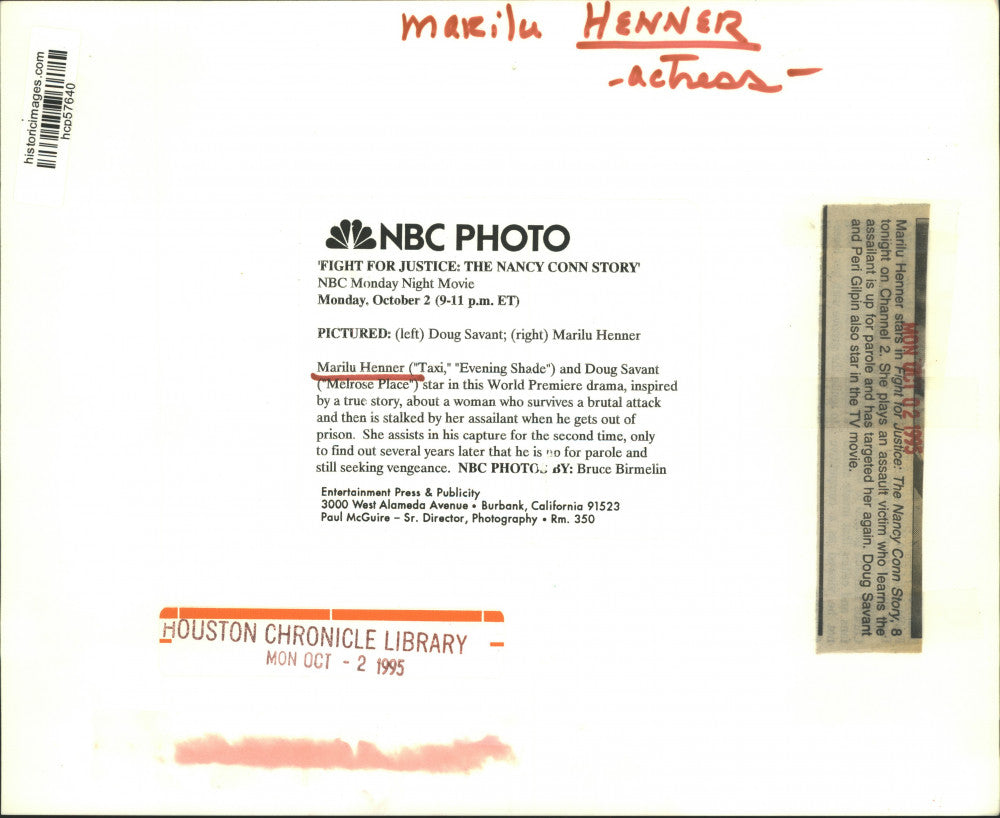 1995 Press Photo Actors Doug Savanti, Marilu Henner in "Fight for Justice"