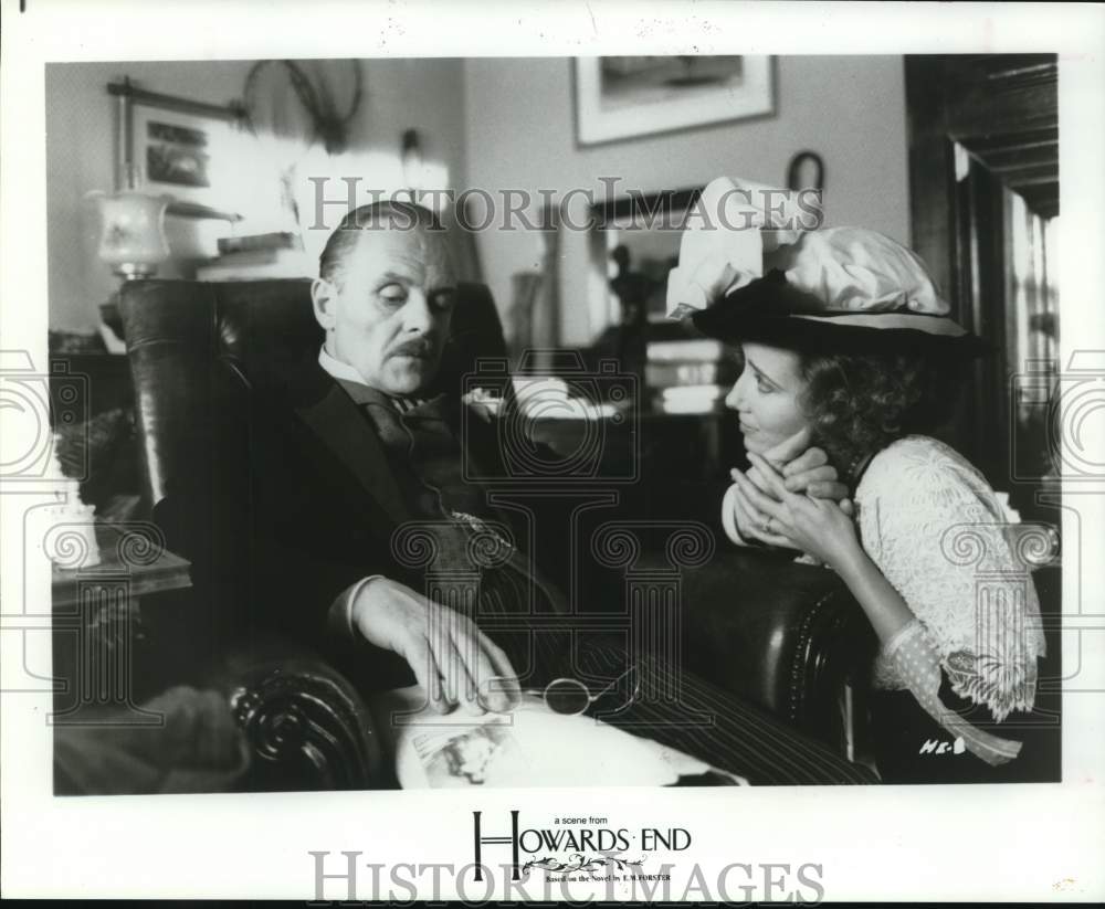 1992 Press Photo Actors Anthony Hopkins, Emma Thompson in "Howards End"- Historic Images
