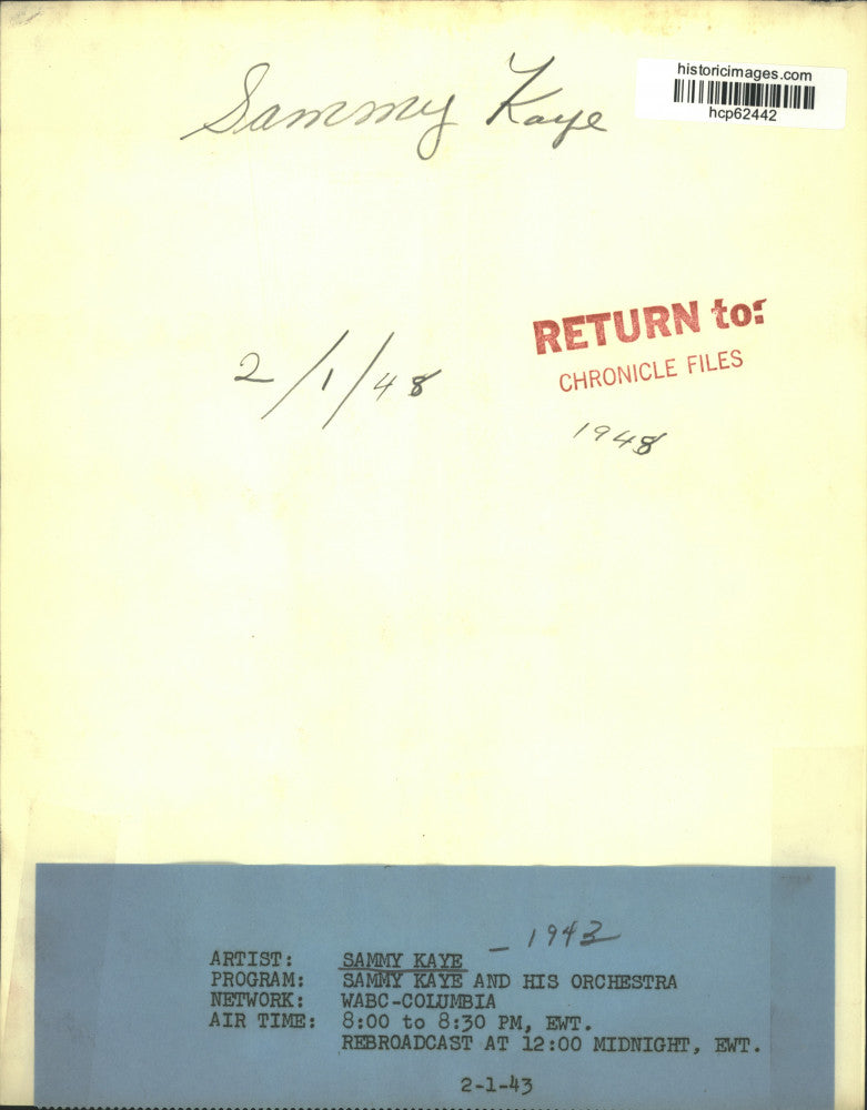 1943 Press Photo Orchestra Leader Sammy Kaye of Sammy Kaye and His Orchestra