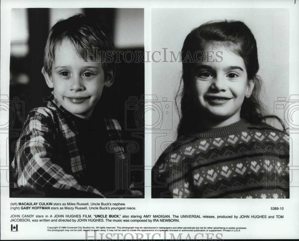 1989 Press Photo Macaulay Culkin, Gaby Hoffman in "Uncle Buck" - hcp64382