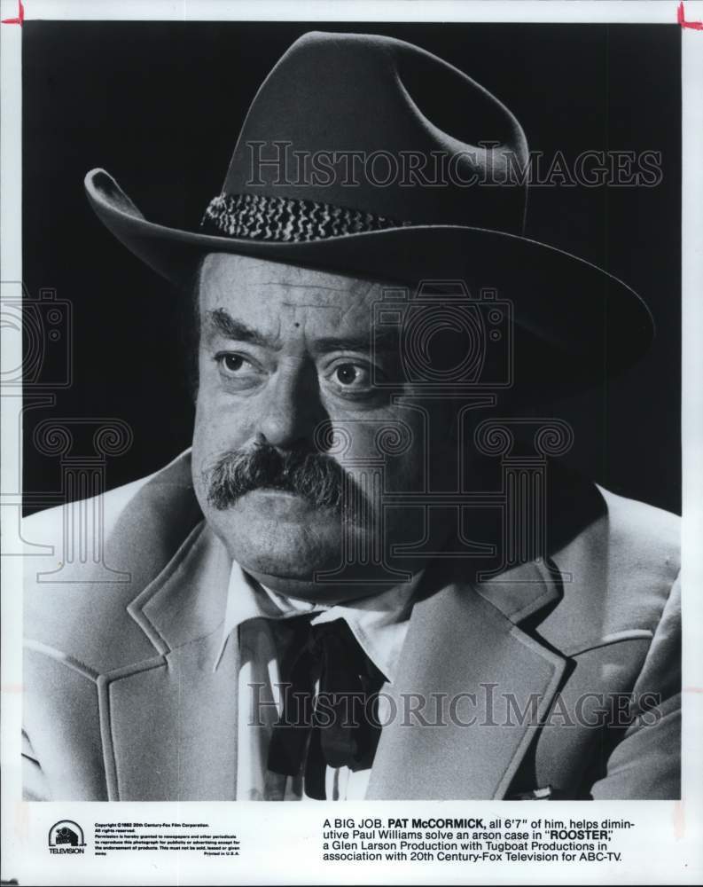 1982 Press Photo Actor Pat McCormick in &quot;Rooster&quot; - hcp70905- Historic Images