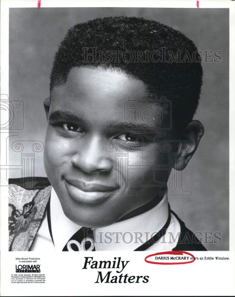 1990 Press Photo Actor Darius McCrary as Eddie Winslow on "Family Matters"