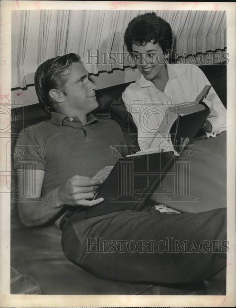 1956 Press Photo John Lupton of &quot;Broken Arrow&quot; with Wife Anne - hcp73340- Historic Images