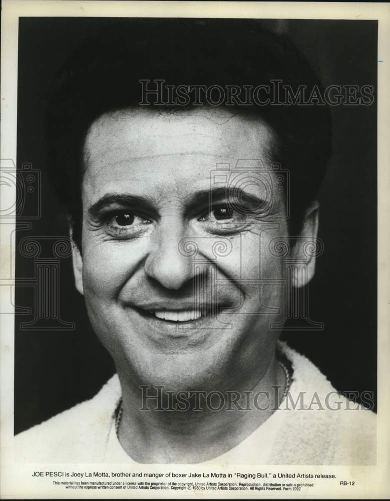 1980 Press Photo Actor Joe Pesci in &quot;Raging Bull&quot; Film - hcp76287- Historic Images