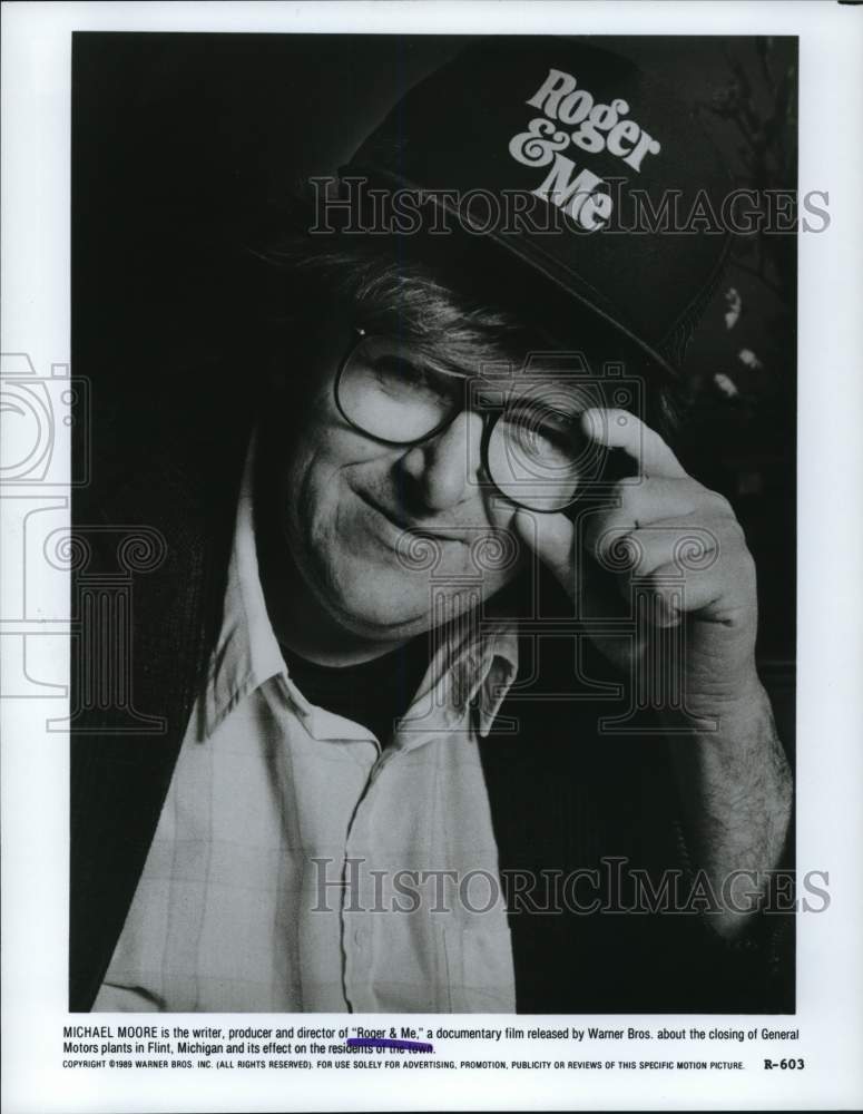 1989 Press Photo Michael Moore, writer and director of &quot;Roger &amp; Me&quot; film- Historic Images