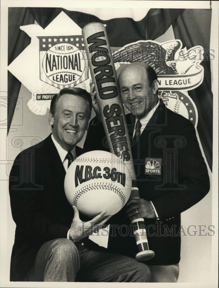 1988 Press Photo NBC World Series Sportscasters Vin Scully &amp; Joe Garagiola- Historic Images