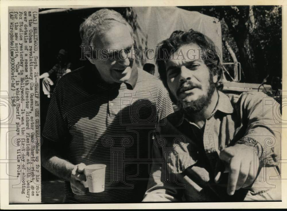 1968 Press Photo Actor Omar Sharif as Che Guevara on &quot;Che&quot; Movie Set - hcp81869- Historic Images