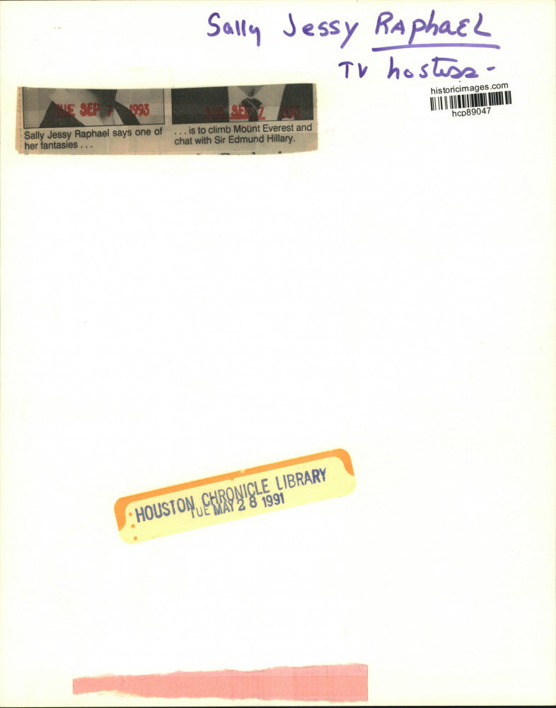 1991 Press Photo Sally Jessy Raphael, TV Hostess - hcp89047