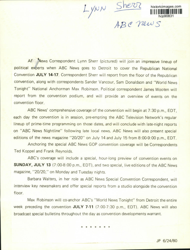 1980 Press Photo ABC News Correspondent Lynn Sherr - hcp90831