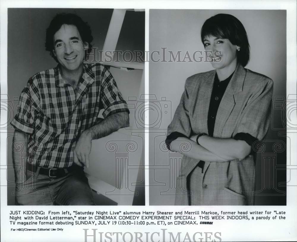 1987 Press Photo Harry Shearer &amp; Merrill Markoe in &quot;This Week Indoors&quot; Special- Historic Images