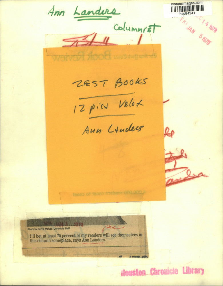 1978 Press Photo Columnist Ann Landers - hcp94341