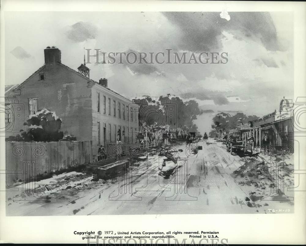 1972 Press Photo Illustration of street scene - hcq08136