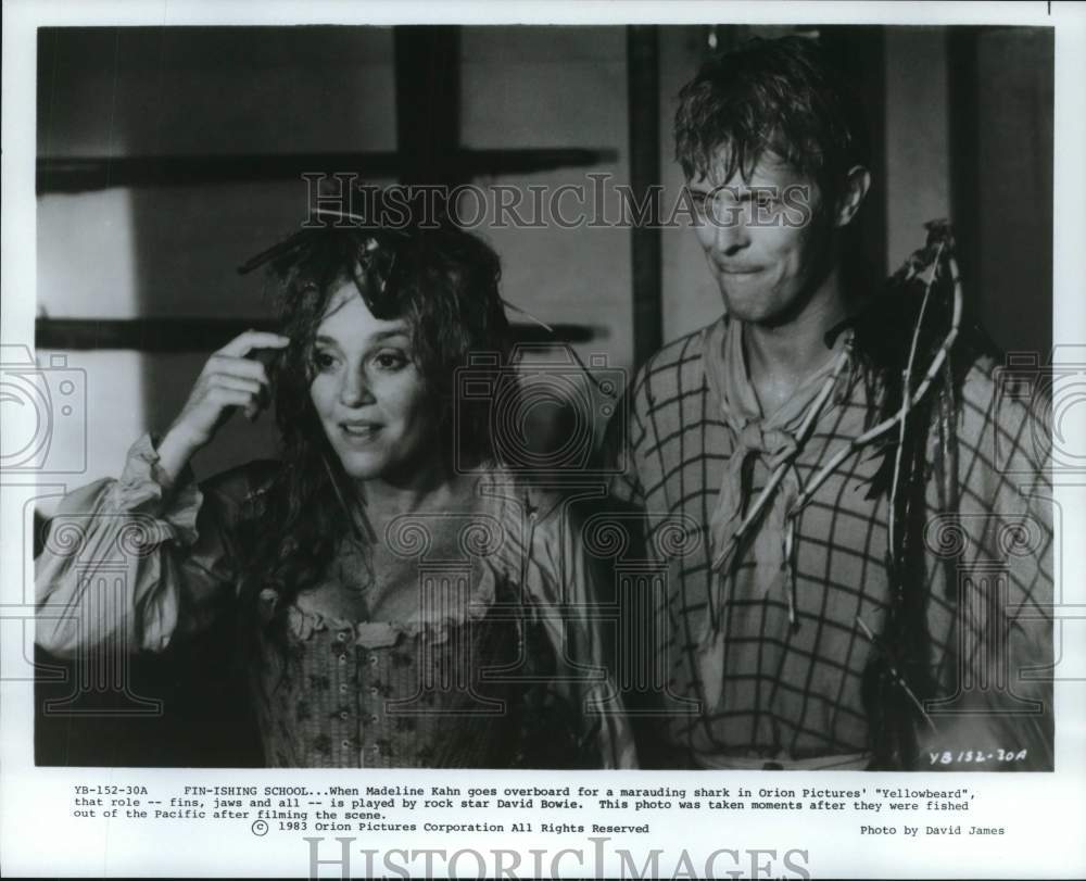 1983 Press Photo Madeline Kahn &amp; David Bowie in &quot;Yellowbeard&quot; Film - hcq08992- Historic Images