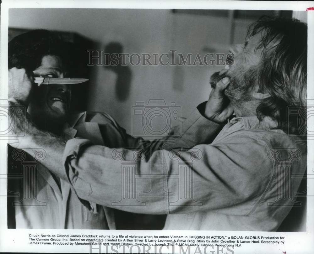 Press Photo Actor Chuck Norris in Fight Scene in Film &quot;Missing in Action&quot;- Historic Images