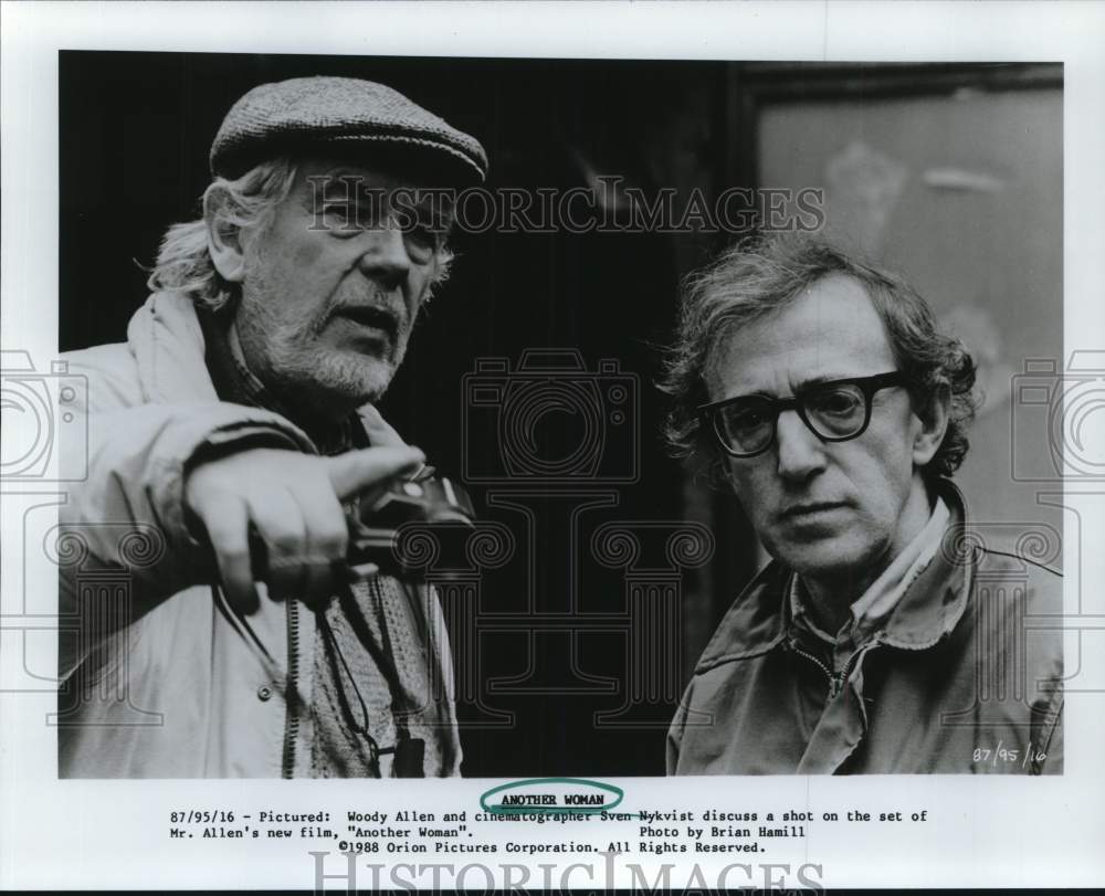 1988 Press Photo &quot;Another Woman&quot; Director Woody Allen and Sven Nykvist