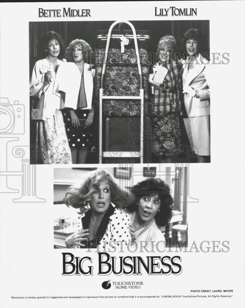 1988 Press Photo Bette Midler &amp; Lily Tomlin in &quot;Big Business&quot; Film - hcq15871- Historic Images