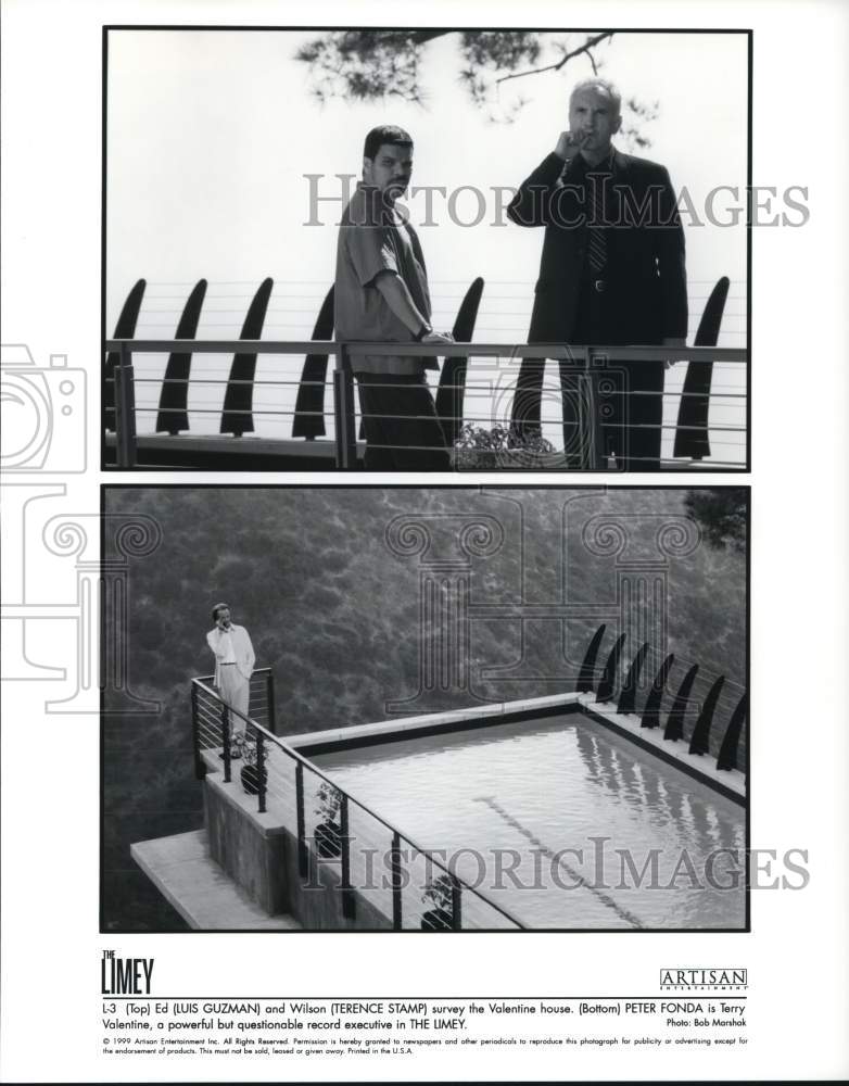 1999 Press Photo Luis Guzman, Terence Stamp &amp; Peter Fonda in &quot;The Limey&quot; Movie- Historic Images