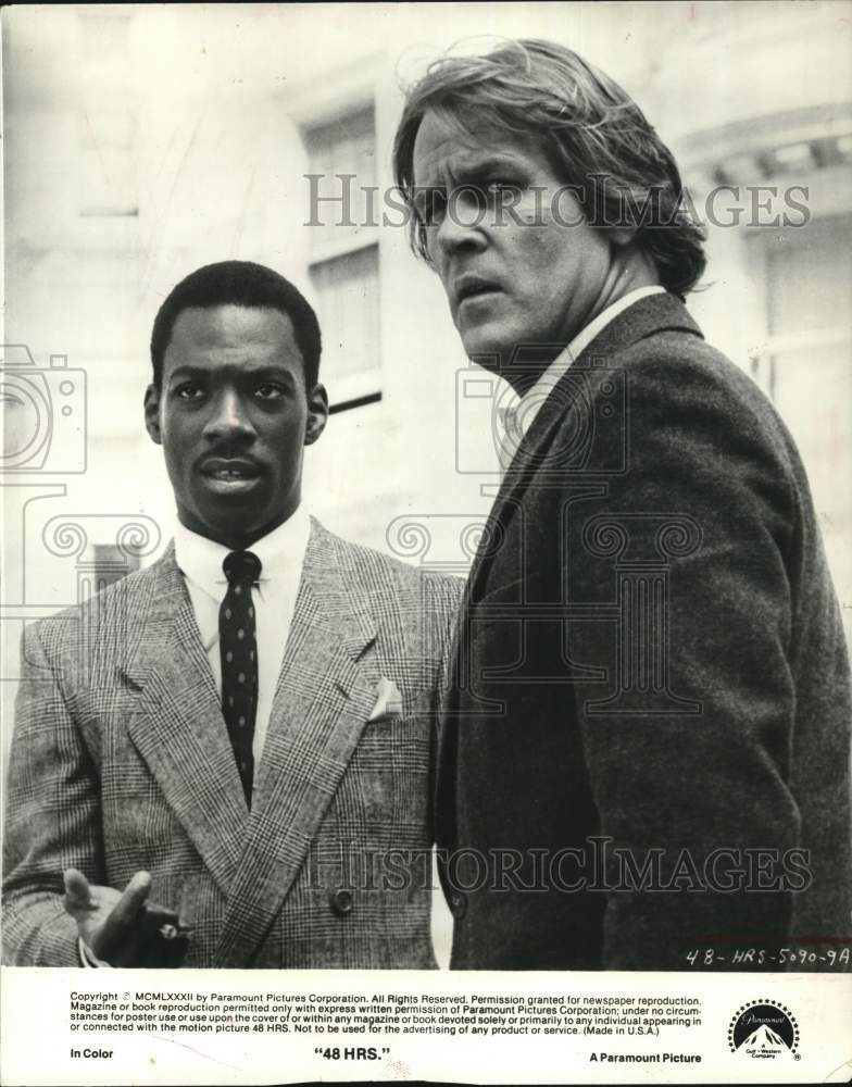 1982 Press Photo Nick Nolte &amp; Eddie Murphy in &quot;48 Hrs.&quot; Movie - hcq26200- Historic Images