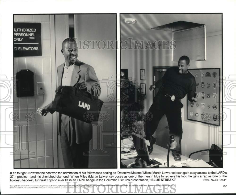 1999 Press Photo Actor Martin Lawrence in &quot;Blue Streak&quot; Movie - hcq27337