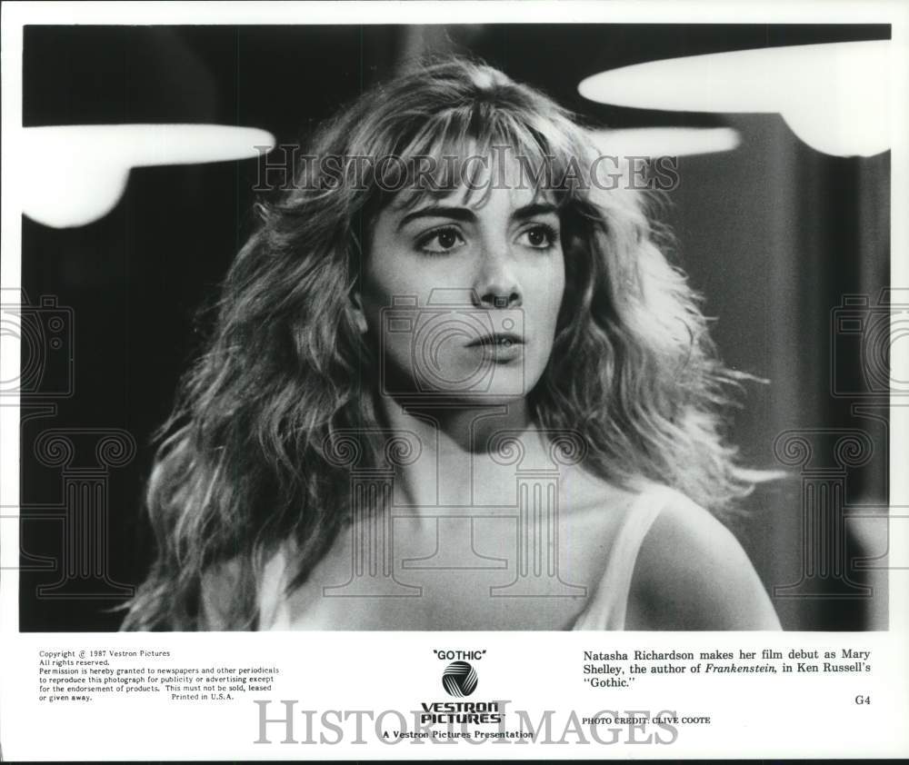 1987 Press Photo Actress Natasha Richardson in Ken Russell's "Gothic" Movie