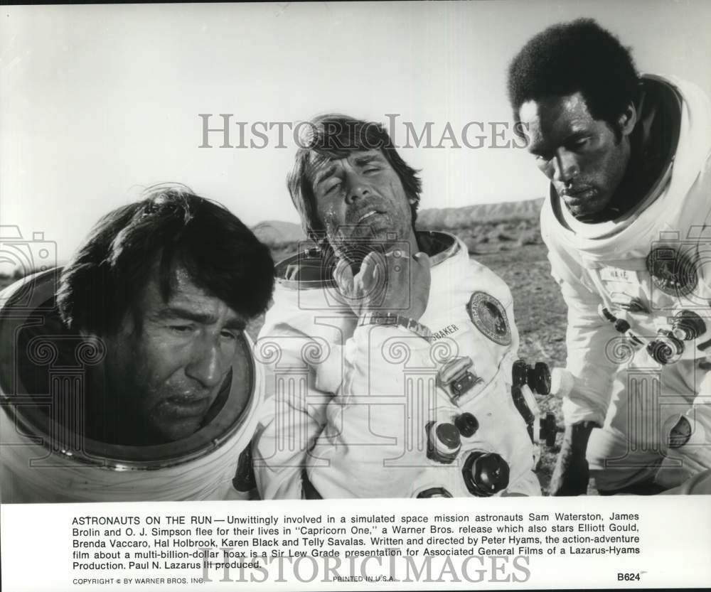Press Photo Sam Waterston, James Brolin, O.J. Simpson in "Capricorn One" Movie