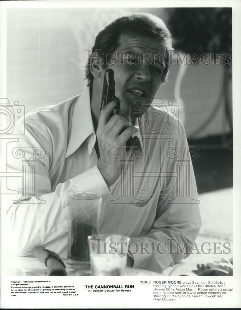 1981 Press Photo Actor Roger Moore in &quot;The Cannonball Run&quot; Movie - hcq29826- Historic Images