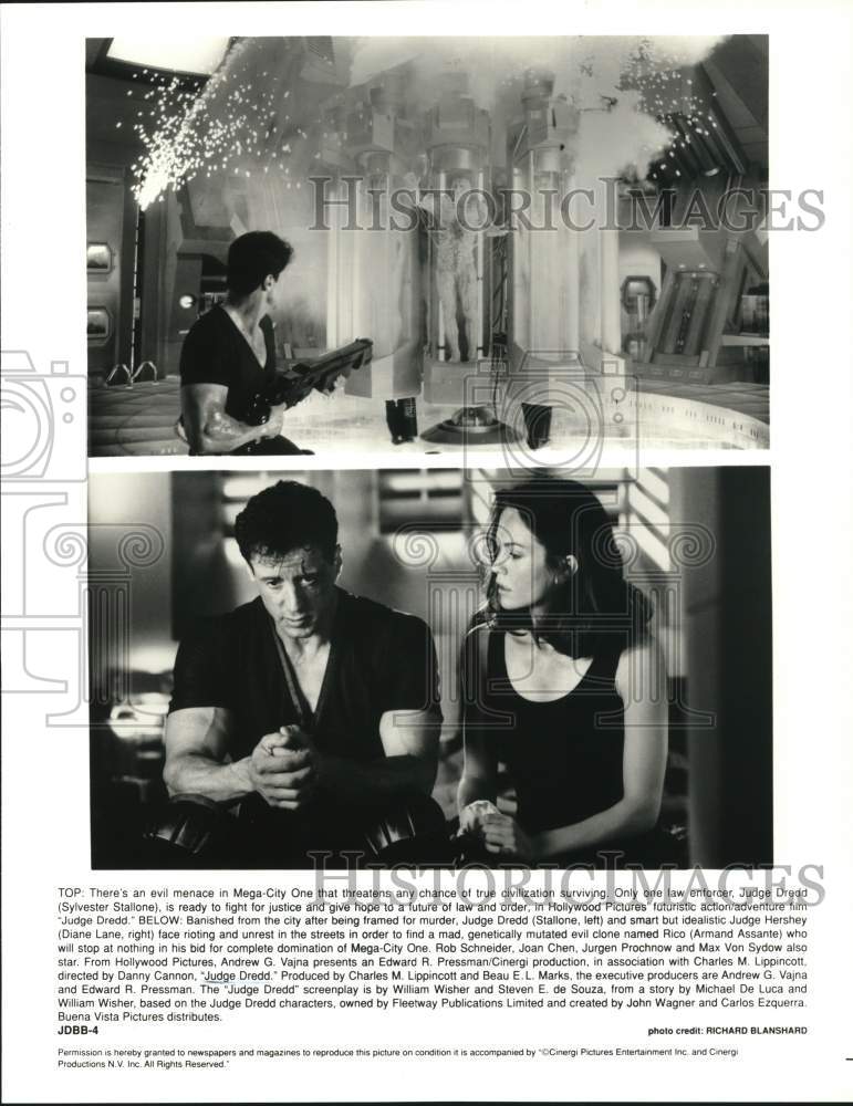 Press Photo Sylvester Stallone and Diane Ladd in scenes from "Judge Dredd."