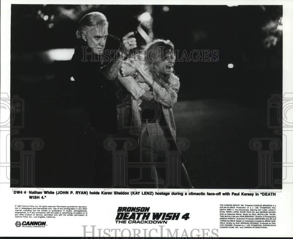 1987 Press Photo John P. Ryan & Kay Lenz in "Death Wish 4" Movie - hcq34288