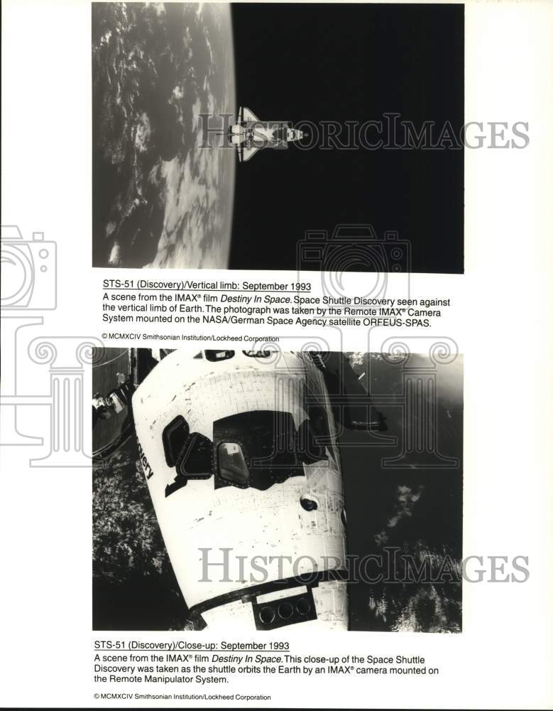 1993 Press Photo Scenes from the IMAX film, "Destiny In Space." - hcq34439