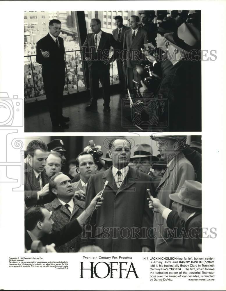 1992 Press Photo Jack Nicholson & Danny DeVito in "Hoffa" Movie Scenes
