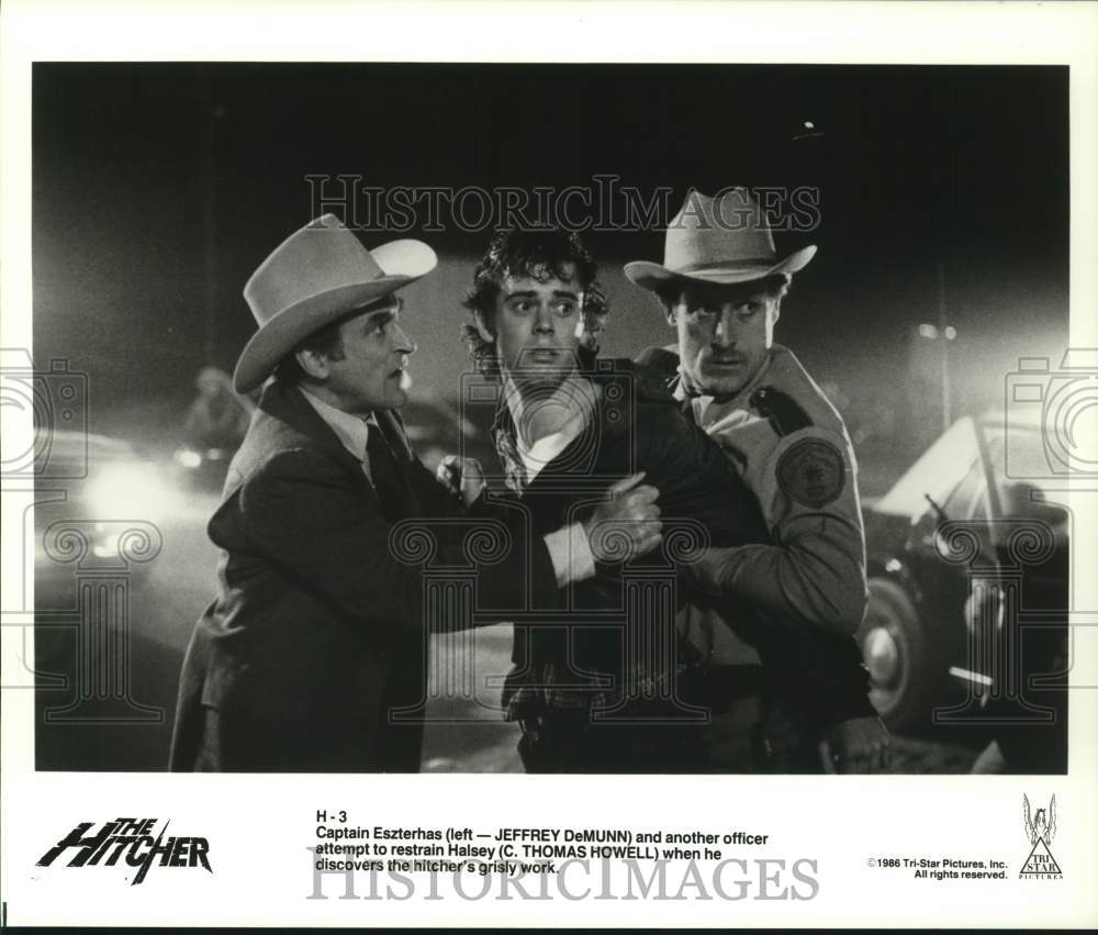 1986 Press Photo Jeffrey DeMunn & C. Thomas Howell in "The Hitcher" Movie