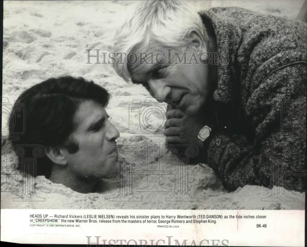 1982 Press Photo Leslie Nielsen & Ted Danson in "Creepshow" Movie - hcq42071