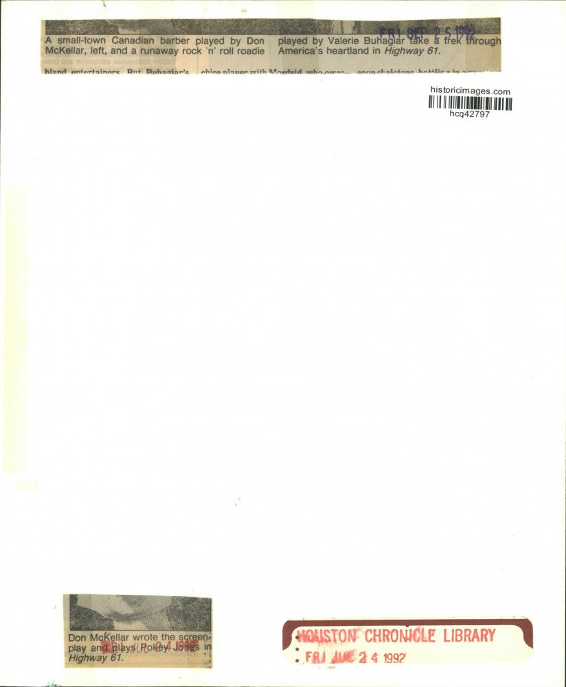 1992 Press Photo Don McKellar & Valerie Buhagiar in "Highway 61" Movie