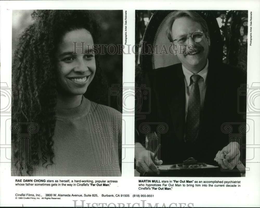 1989 Press Photo Rae Dawn Chong and Martin Mull star in &quot;Far Out Man.&quot;
