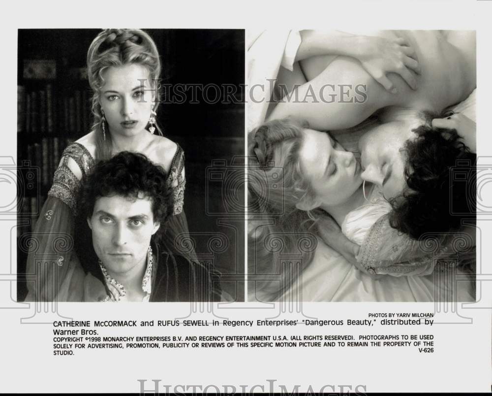1998 Press Photo Catherine McCormack and Rufus Sewell in "Dangerous Beauty."