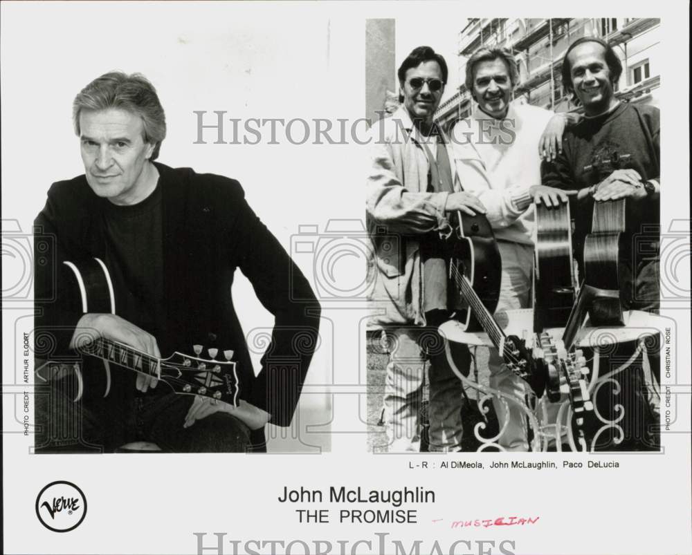 1996 Press Photo John McLaughlin, Al DiMeola, Paco DeLucia, &quot;The Promise&quot;- Historic Images