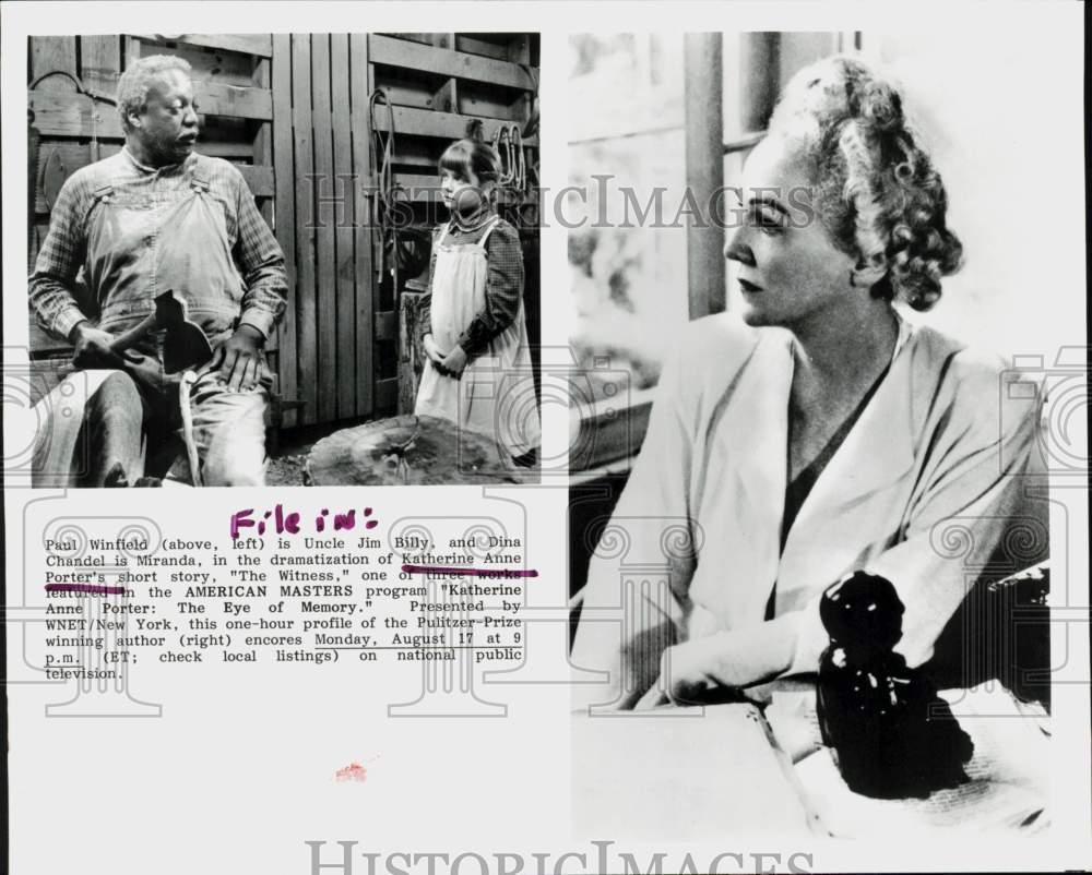 1987 Press Photo Paul Winfield &amp; Dina Chandel in &quot;Katherine Anne Porter&quot; Drama- Historic Images