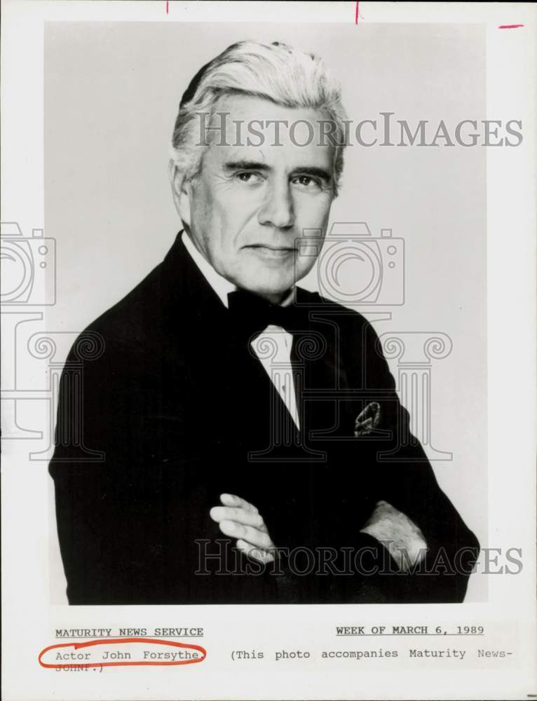 1989 Press Photo Actor John Forsythe - hcq45307- Historic Images