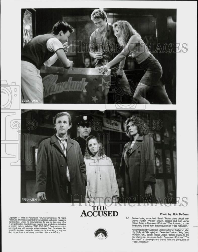 1988 Press Photo Kelly McGillis, Jodie Foster &amp; Co-Stars in &quot;The Accused&quot; Movie- Historic Images