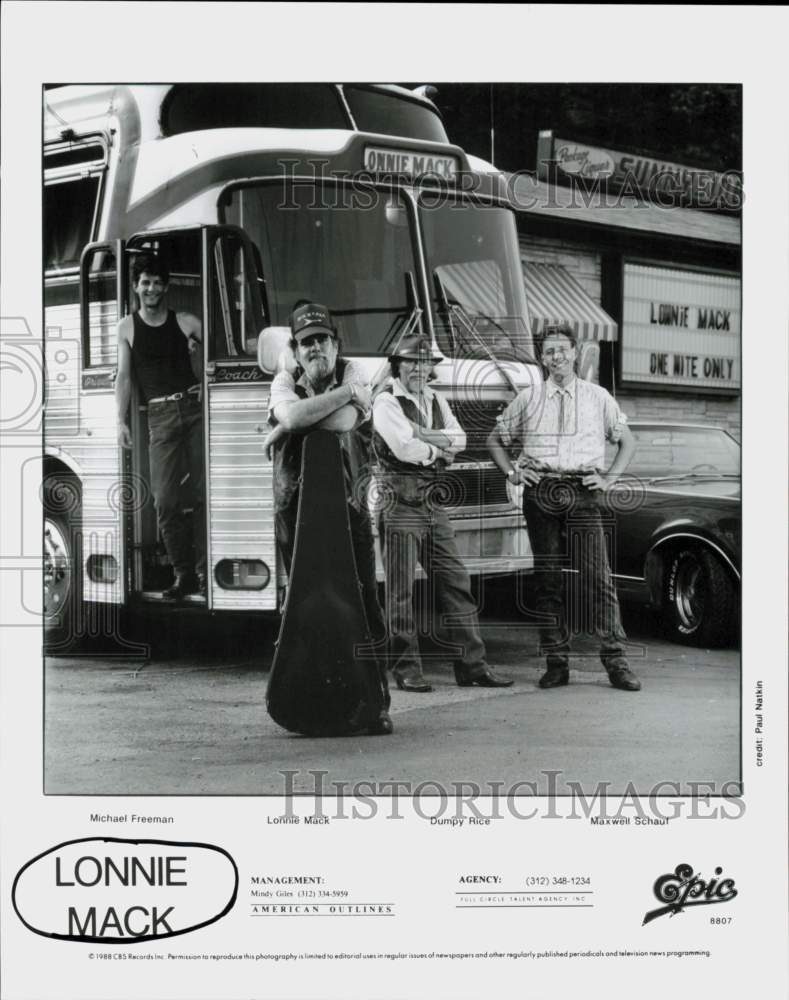 1988 Press Photo Singer Lonnie Mack, Michael Freeman, Dumpy Rice, Maxwell Schauf- Historic Images