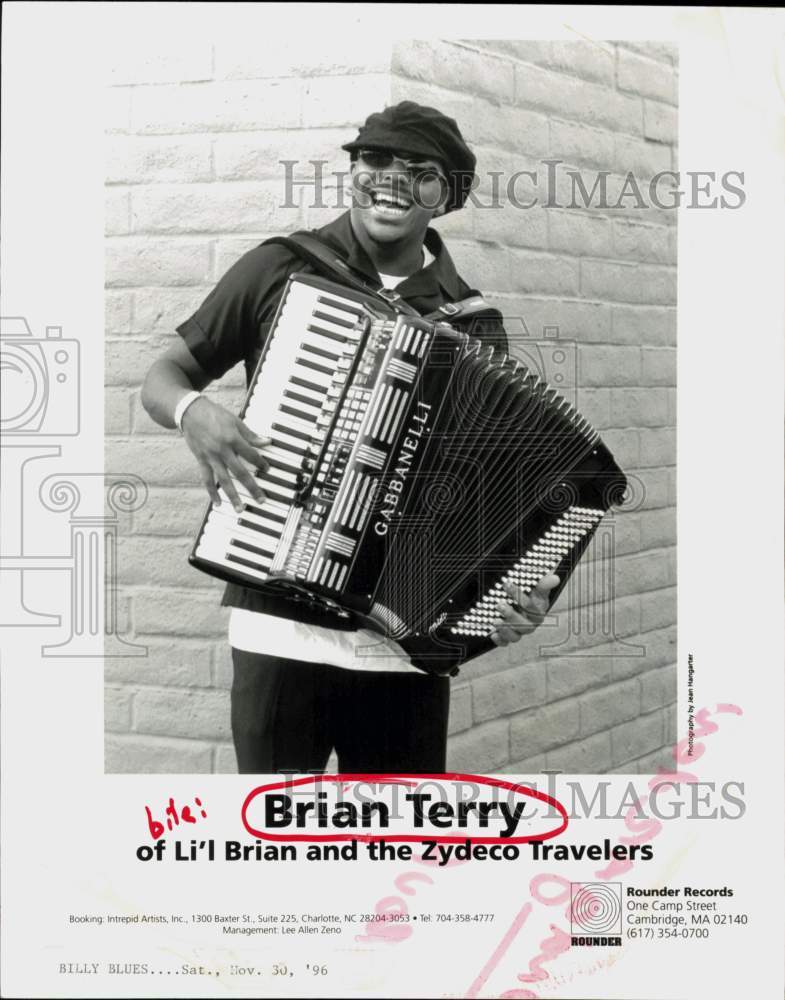 1996 Press Photo Brian Terry of Li&#39;l Brian and the Zydeco Travelers - hcq45429- Historic Images