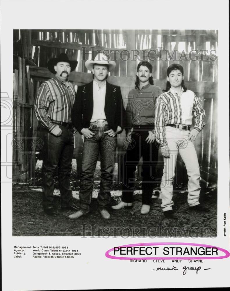 1995 Press Photo Perfect Stranger, Music Group - Richard, Steve, Andy, Shayne- Historic Images