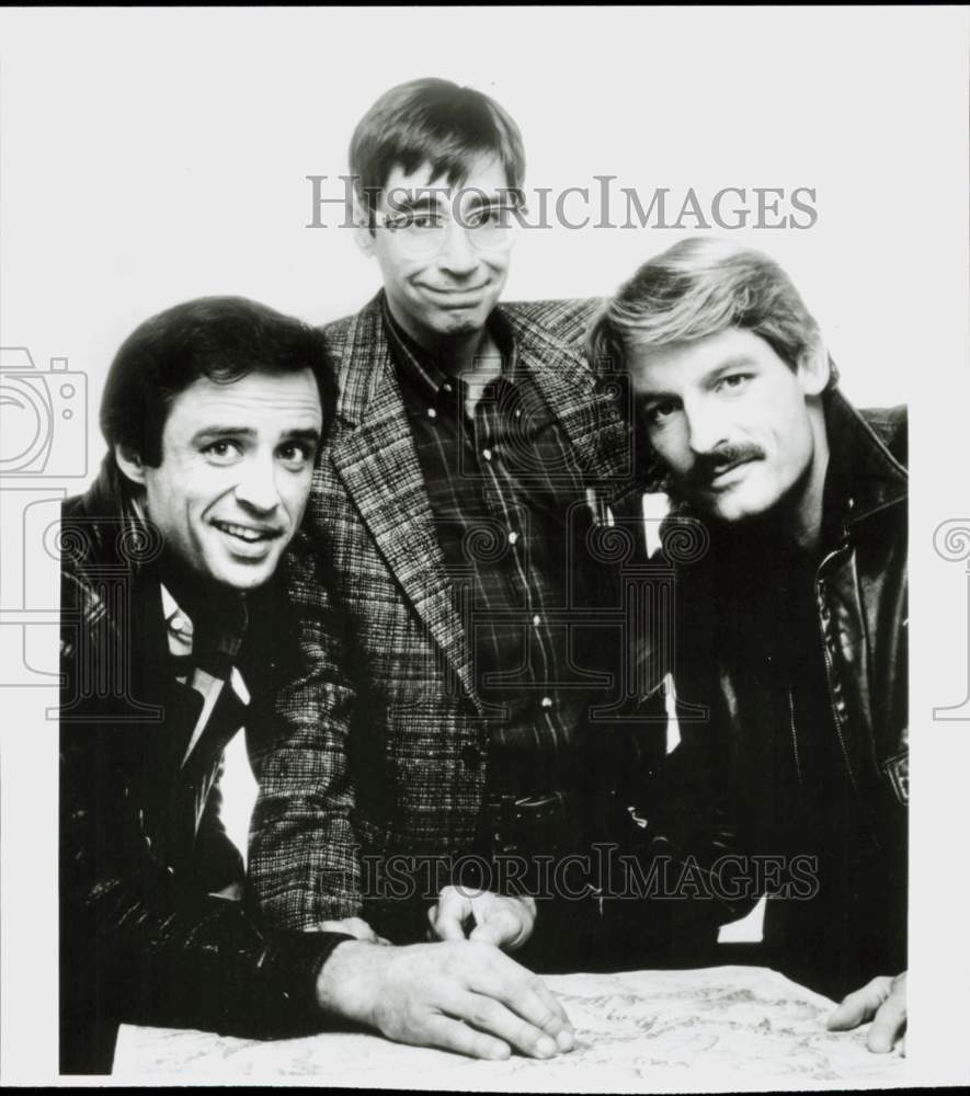 1987 Press Photo Joe Penny, Thom Bray and Perry King on "Riptide" TV Series- Historic Images