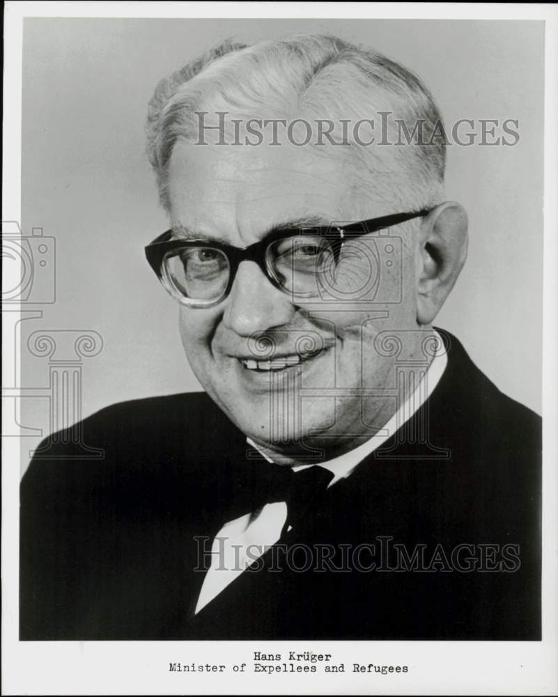 1963 Press Photo Hans KrÃ¼ger, Minister of Expellees and Refugees - hcq45768- Historic Images