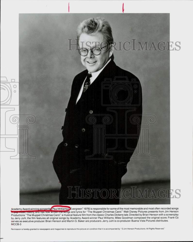 1994 Press Photo Songwriter Paul Williams of &quot;The Muppet Christmas Carol&quot;- Historic Images