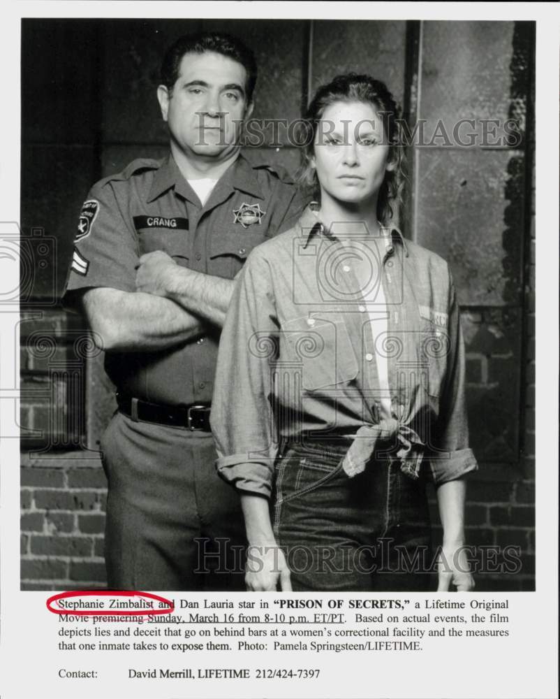 1997 Press Photo Stephanie Zimbalist and Dan Lauria in &quot;Prison of Secrets&quot; Movie- Historic Images