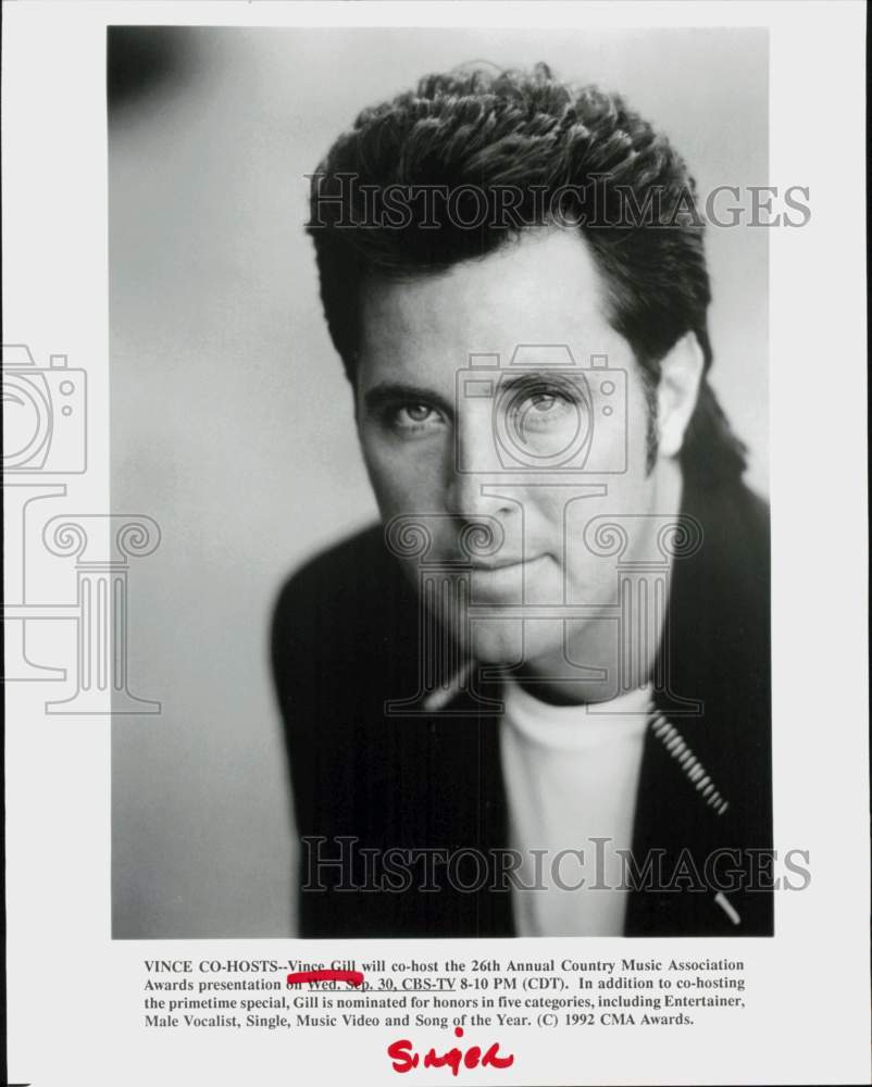 1992 Press Photo Vince Gill, Country Singer - hcq45936- Historic Images