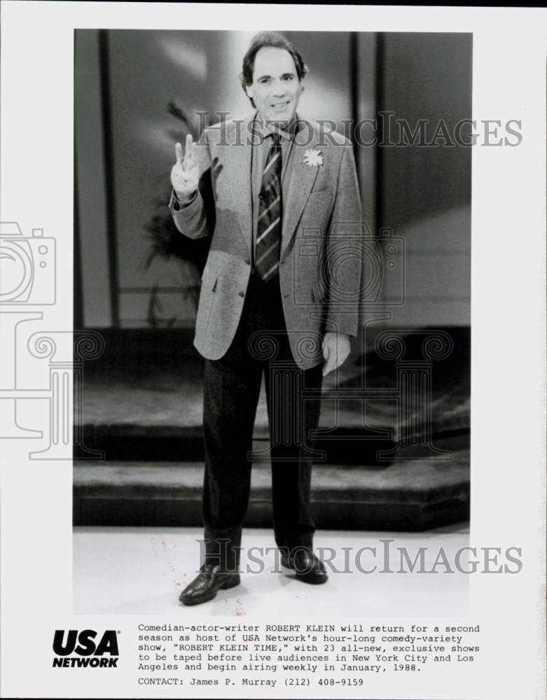 1987 Press Photo Comedian-Actor-Writer Robert Klein on &quot;Robert Klein Time&quot;- Historic Images