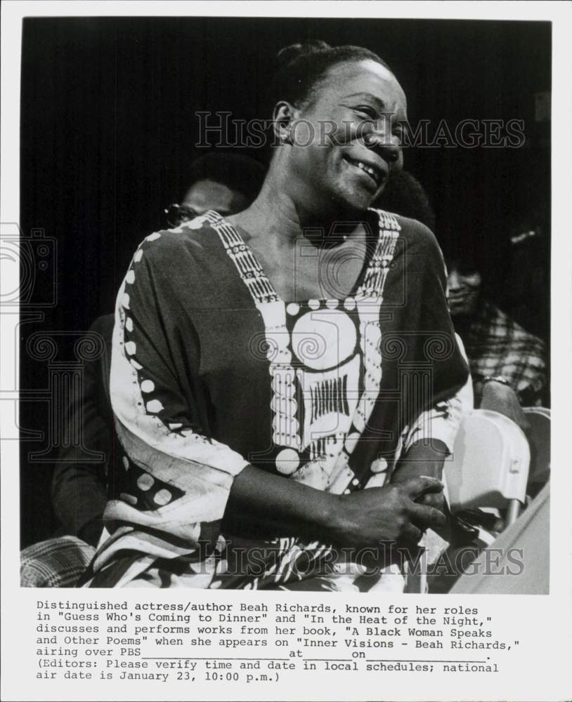 1978 Press Photo Actress/Author Beah Richards on &quot;Inner Visions&quot; - hcq46301- Historic Images