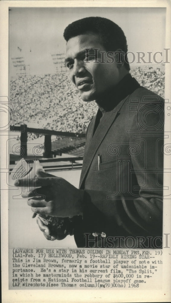 1968 Press Photo Jim Brown, Former Cleveland Brown Football Player and Actor- Historic Images